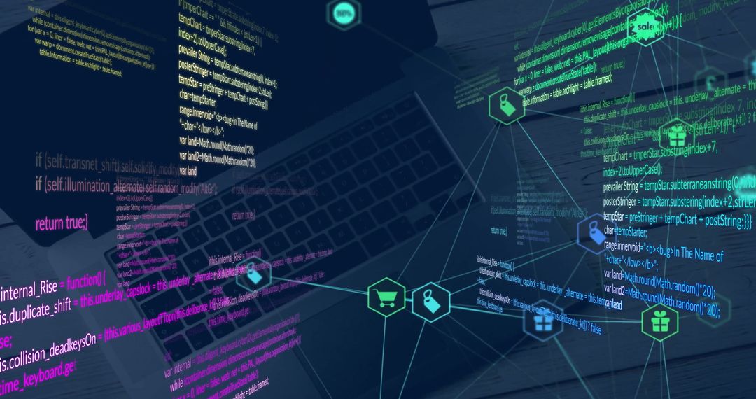 Data Processing over Network with Retail Business Icons