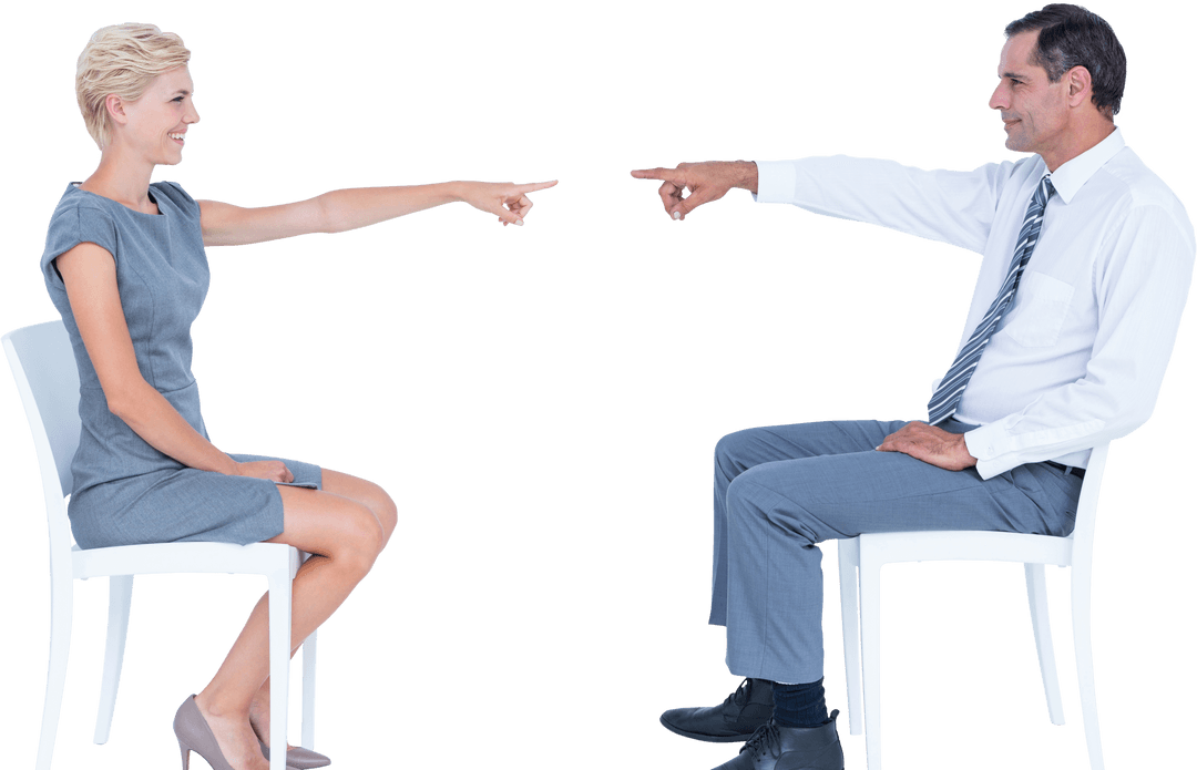 Transparent Background Business People Interaction Pointing