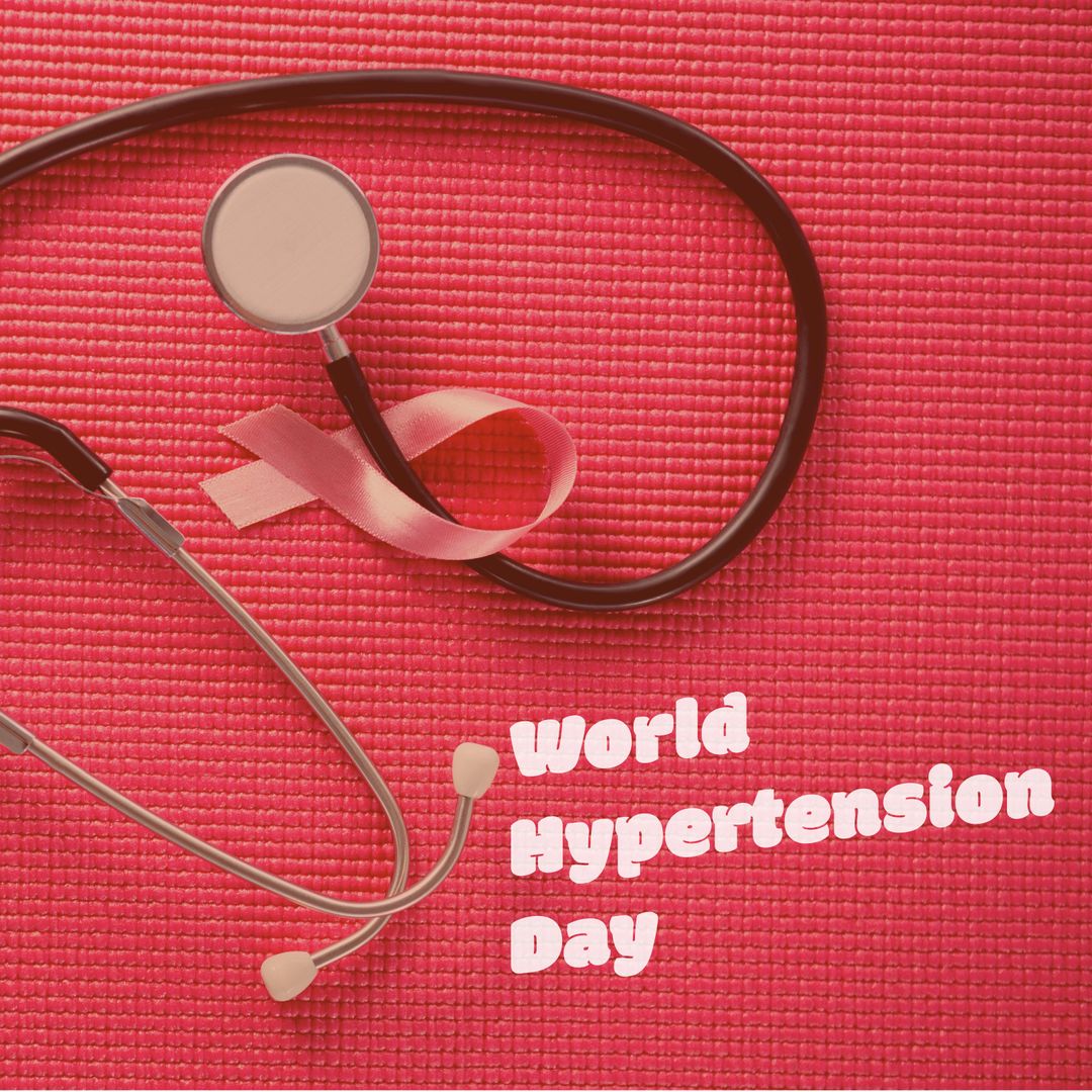World Hypertension Day Awareness with Stethoscope and Pink Ribbon