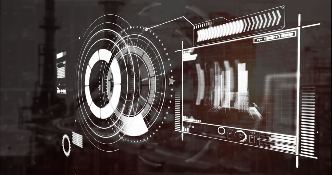 Futuristic Data Interface Over Construction Site Background