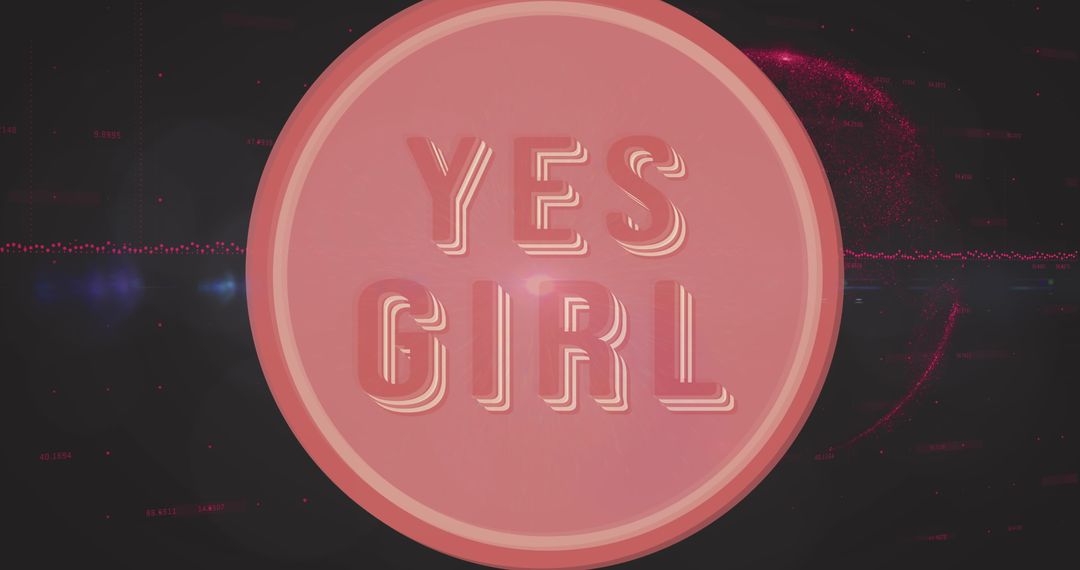 Yes Girl Text Illustration with Peach Circle and Abstract Glowing Background - Free Images, Stock Photos and Pictures on Pikwizard.com