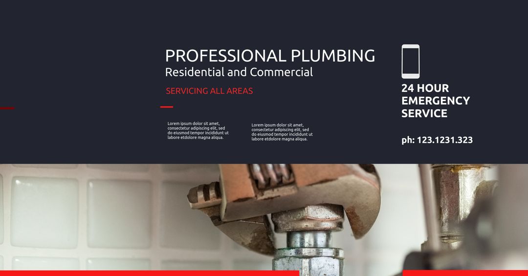 Expert Plumbing Services Ad for Repairs and 24-Hour Emergency Service - Download Free Stock Templates Pikwizard.com