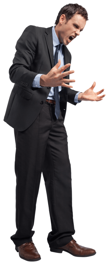 Furious Businessman Expressing Outrage Transparent Background
