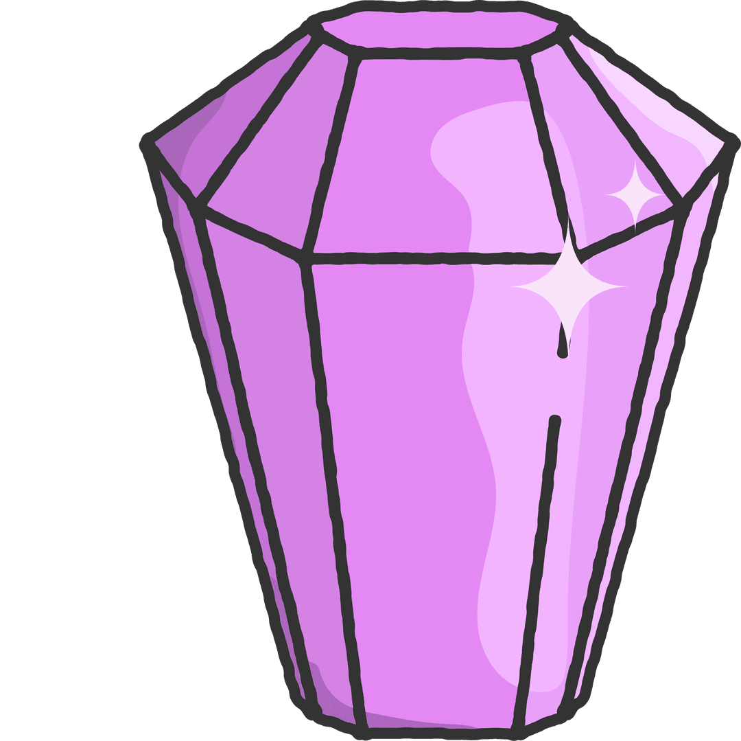 Sparkling Faceted Purple Crystal on Transparent Background