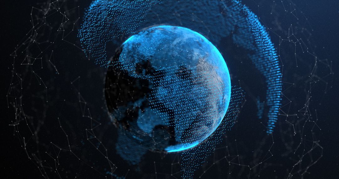 Blue Digital Earth with Global Network Connections