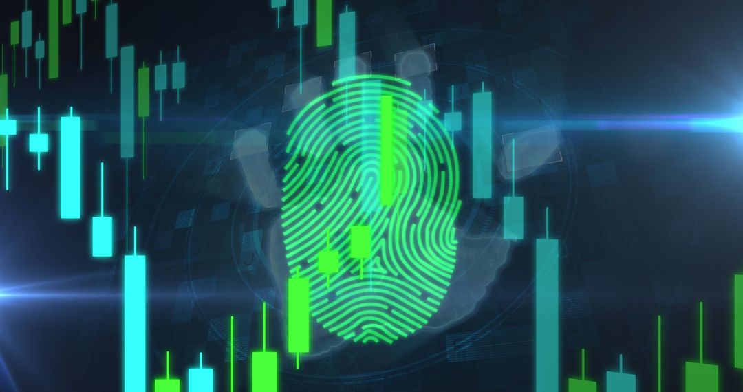 Digital Fingerprint on Financial Data Background
