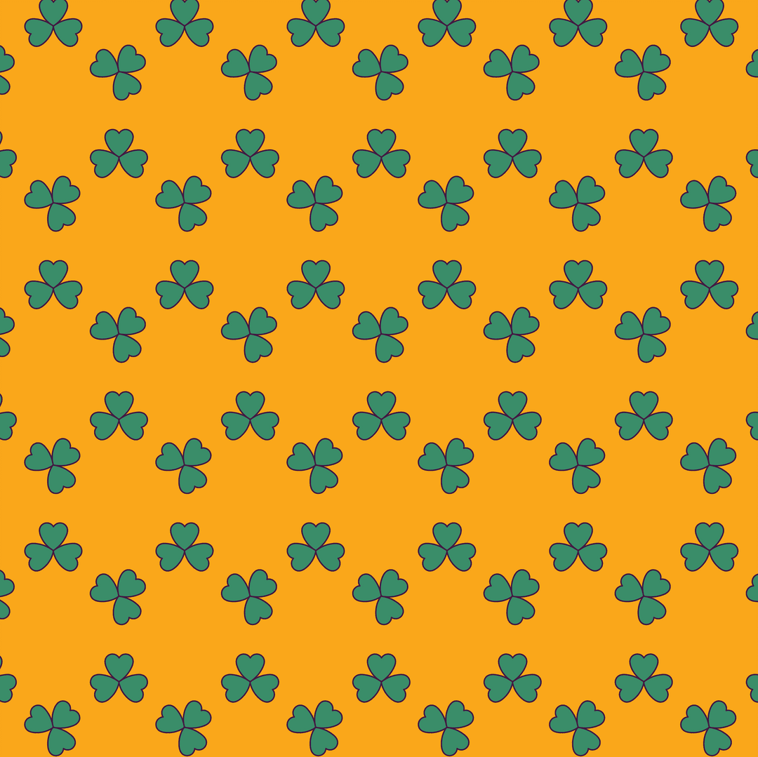 Seamless Green Shamrock Pattern on Transparent Yellow Background