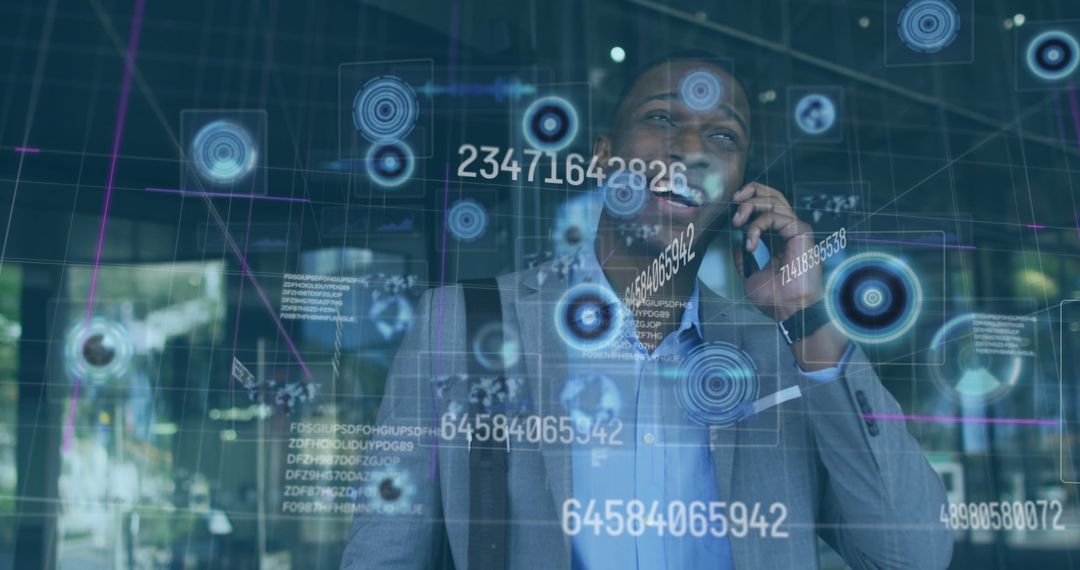 Businessman Engaging With Futuristic Data Interface