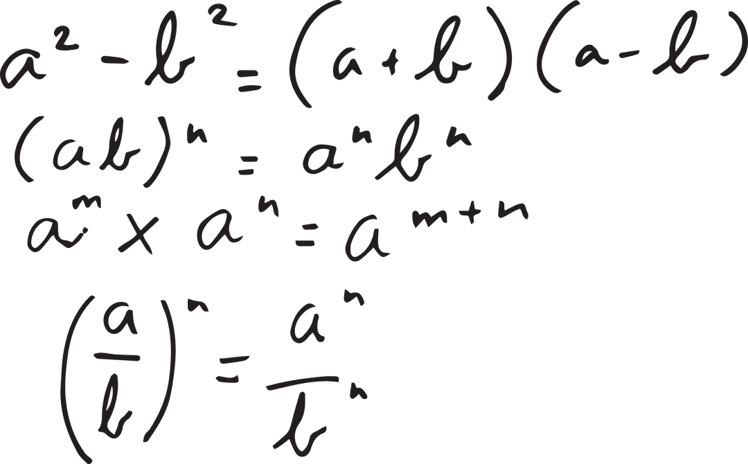 Transparent Maths Formulas Chalk Style on White Background