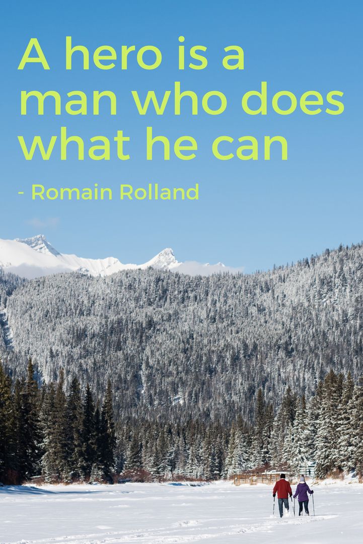 Inspirational Quote on Winter Landscape with Skiers