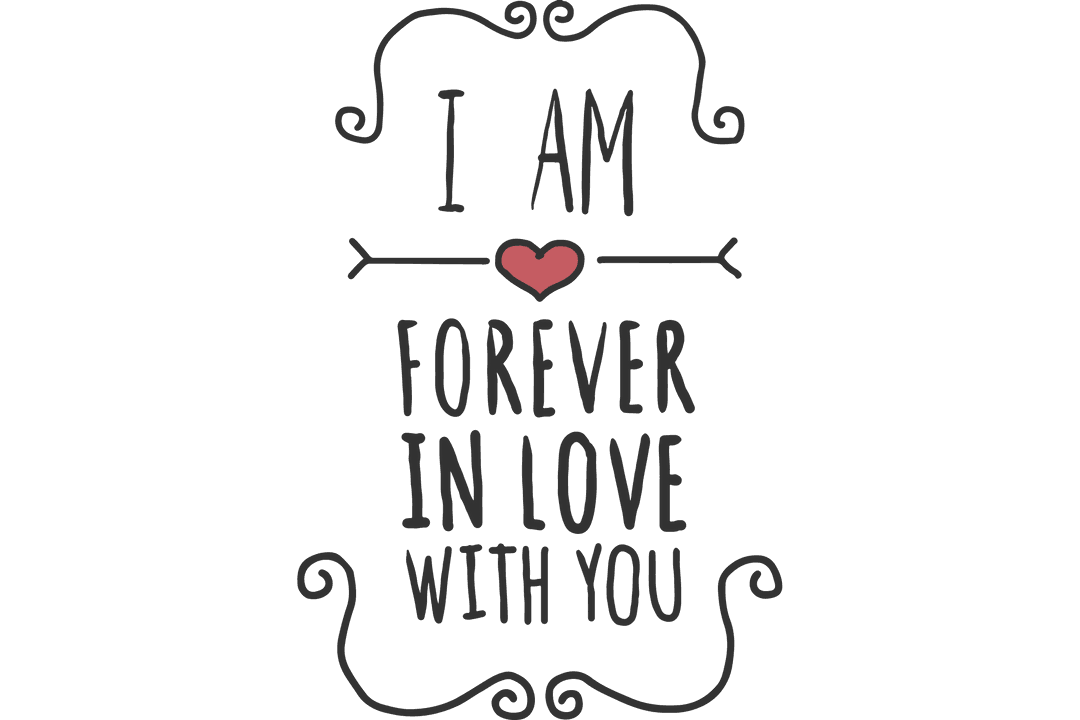 Romantic Love Declaration with Heart on Transparent Background