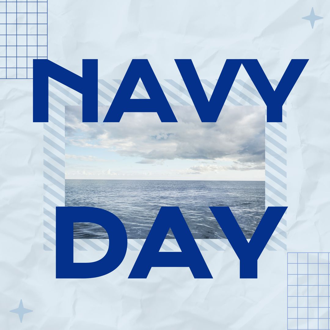 Navy Day Tribute with Beautiful Seascape and Cloudy Sky