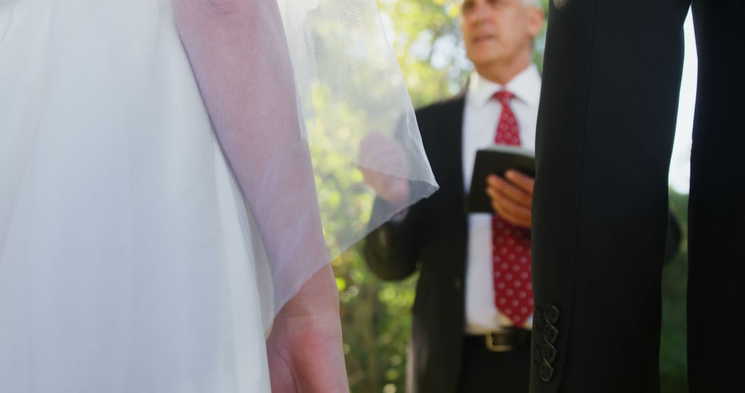 Bride and Groom with Officiant during Wedding Ceremony - Free Images, Stock Photos and Pictures on Pikwizard.com