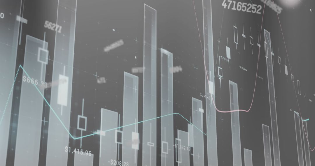 Abstract 3D Financial Graphics with Data and Charts