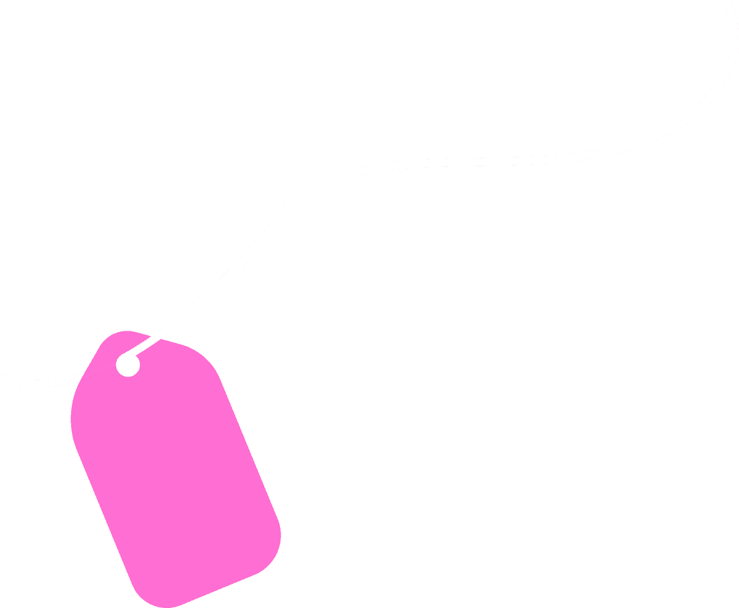 Bright Pink Luggage Tag on White Cord with Transparent Background