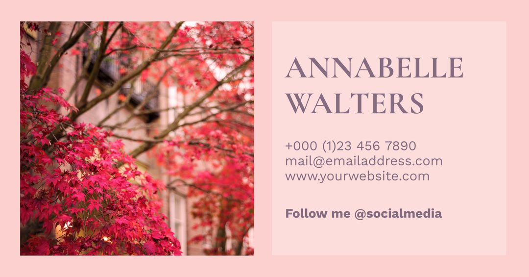 Vibrant Pink Foliage Business Card Template for Creative Professionals - Download Free Stock Templates Pikwizard.com