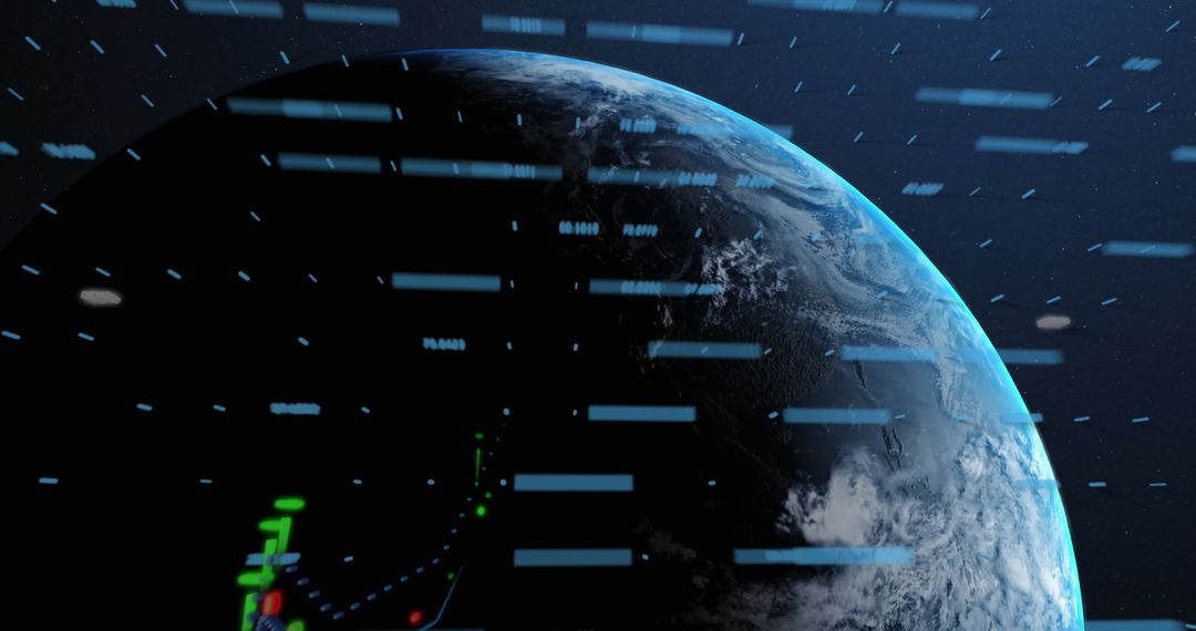 Digital Data Over Earth's Surface in Futuristic Display