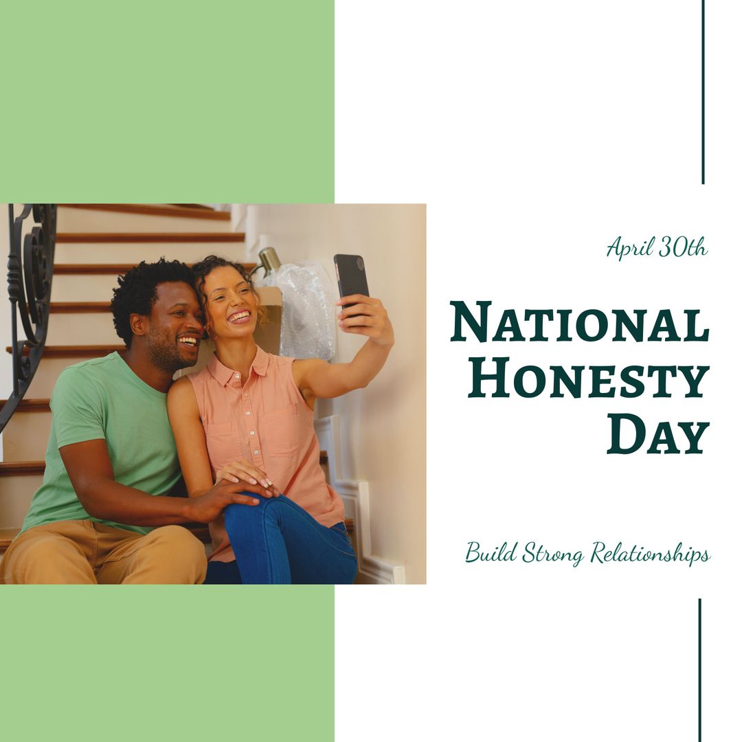 Happy Couple Taking Selfie on National Honesty Day Celebrating Love