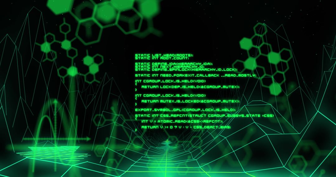 Futuristic Interface with Digital Green Text and Grid