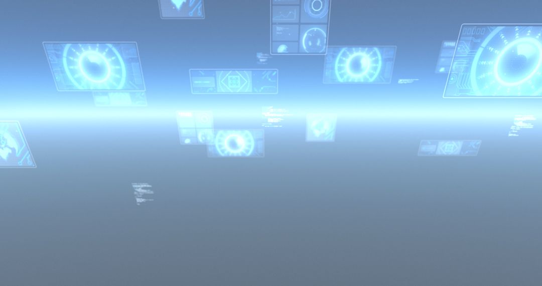 Futuristic Digital Interface with Holographic HUD Elements