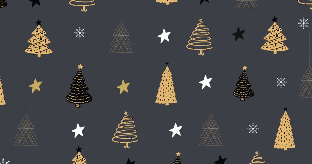 Elegant Christmas Tree and Star Pattern on Gray Background