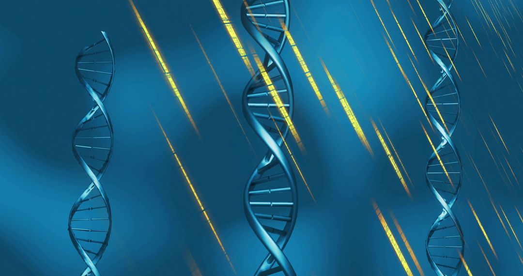 Futuristic DNA Helices with Golden Streaks