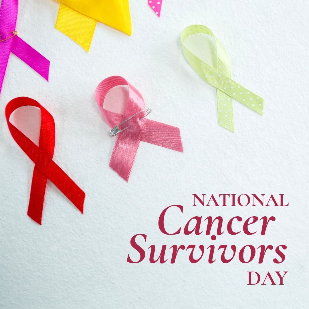Overhead view of colorful ribbons with national cancer survivors day text on white table - Download Free Stock Templates Pikwizard.com