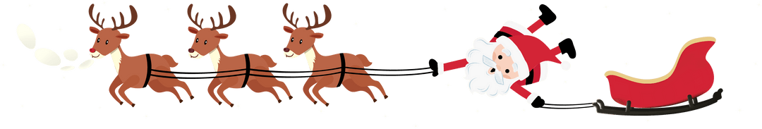 Transparent Santa Claus with Sleigh and Reindeers in Snow