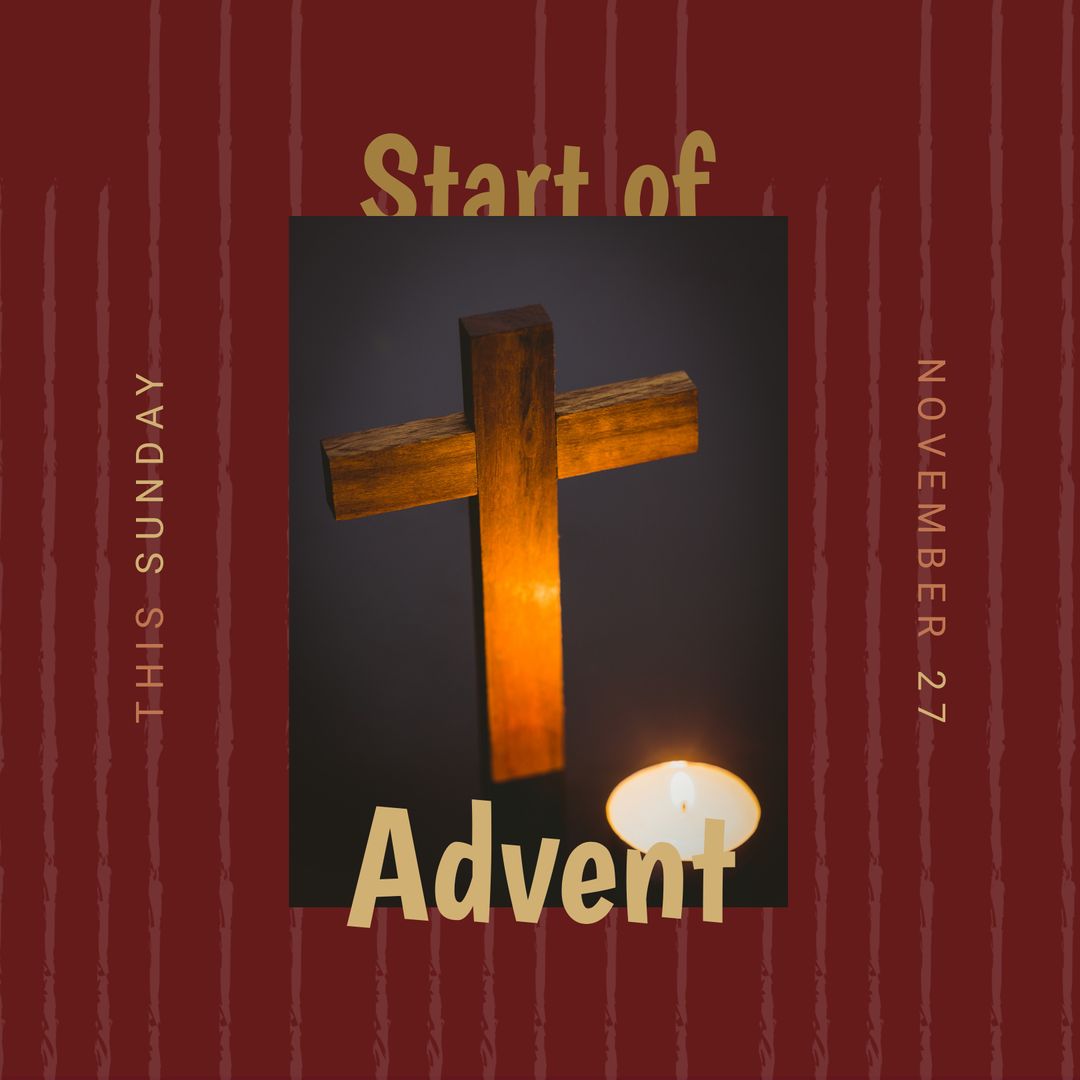 Start of Advent: Wooden Cross with Candlelight Background