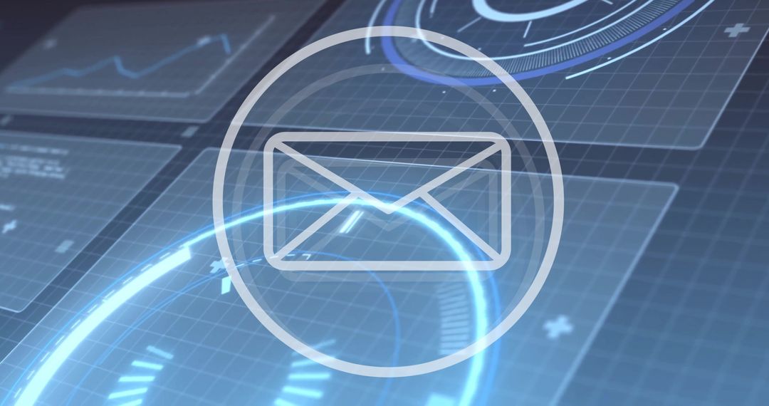 Futuristic Email Icon on Digital Data Interface Screen