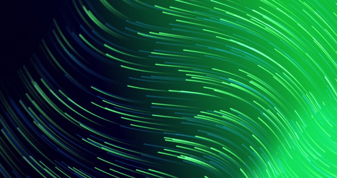 Abstract Neon Green Light Trails with Tech Iconography