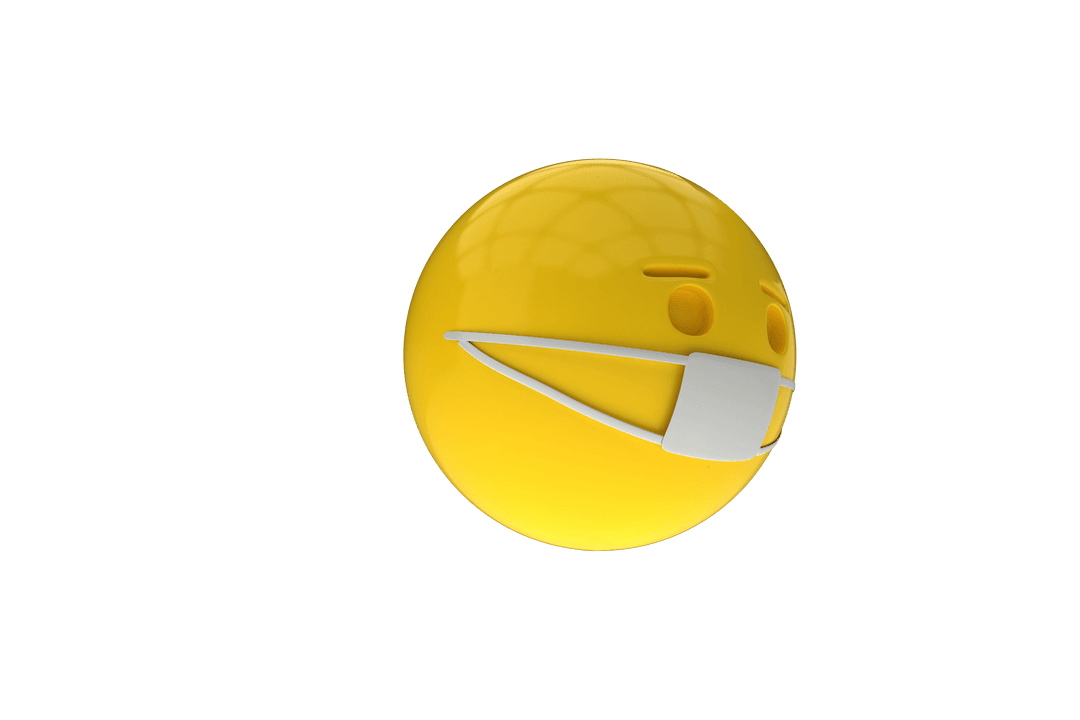 3D Transparent Emoji Wearing Face Mask On White Background