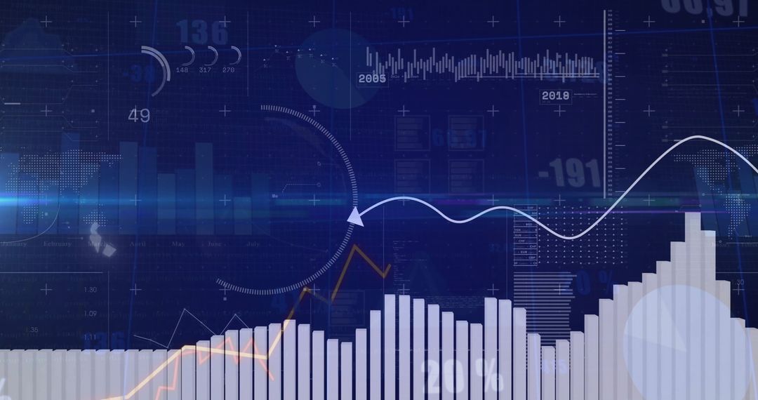 Abstract Financial Data Charts with Analytics and Trends