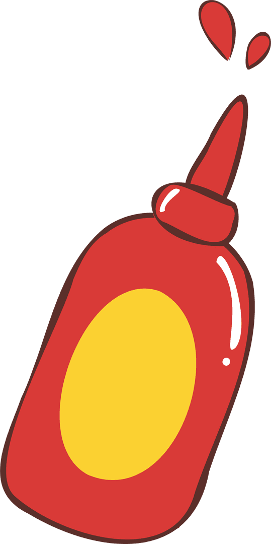 Transparent Cartoon Sauce Bottle with Yellow Label and Spout