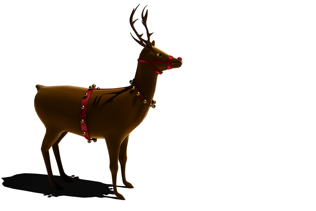 Realistic Transparent Reindeer with Sleigh Bells and Harness