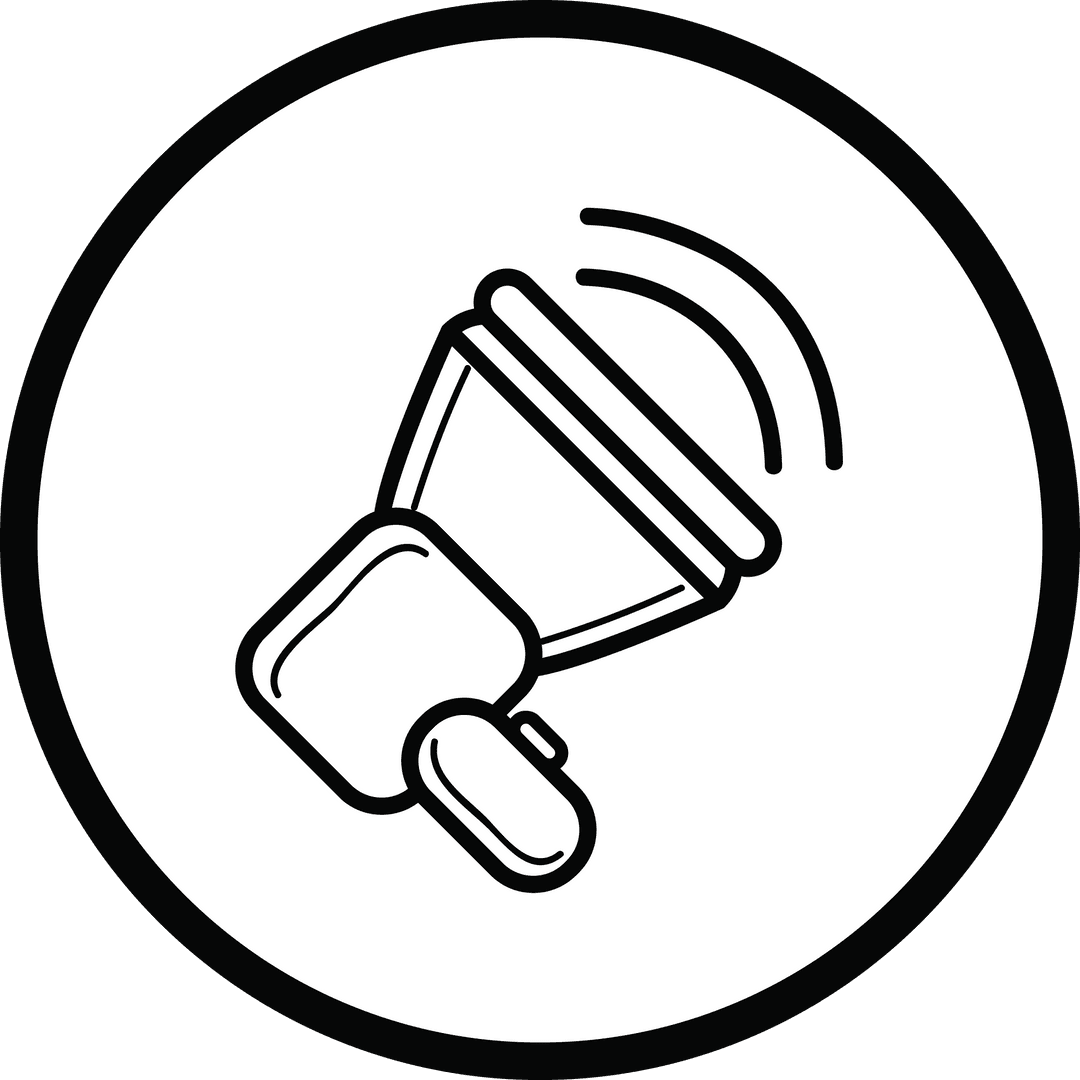 Transparent Megaphone Symbol in Circular Icon