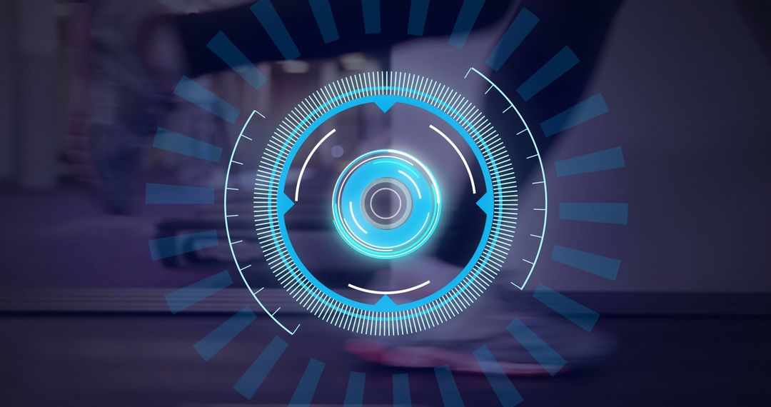 Futuristic Interface with Runner on Treadmill Displaying Data Visualization