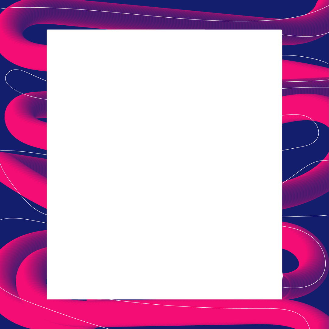 Teal Square Overlay on Vibrant Magenta Coils With Transparent Background