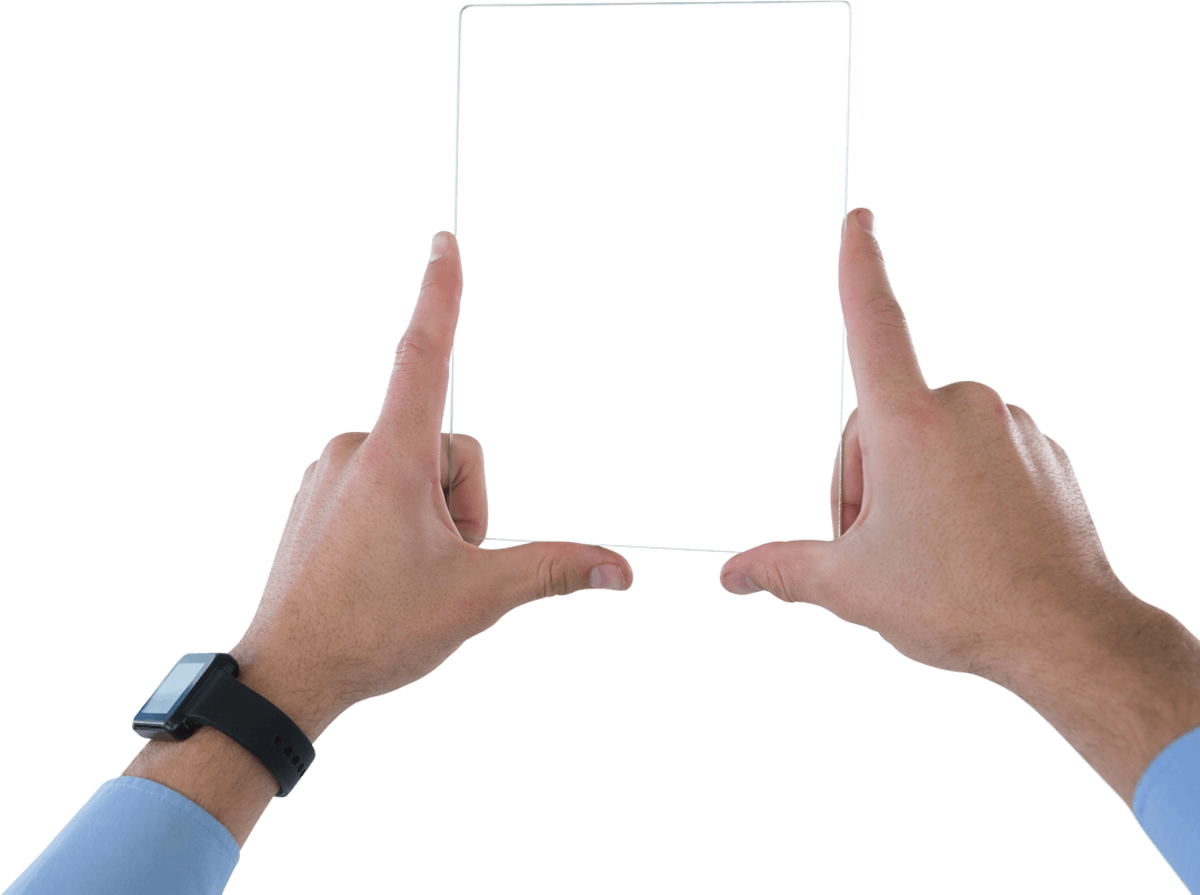 Hands Manipulating Transparent Glass Interface Technology