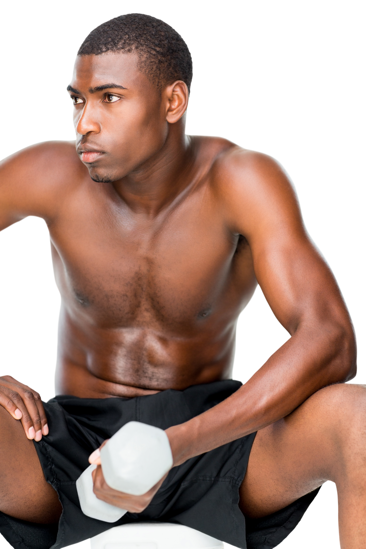 Determined Shirtless Man with Dumbbell on Transparent Background - Download Free Stock Images Pikwizard.com