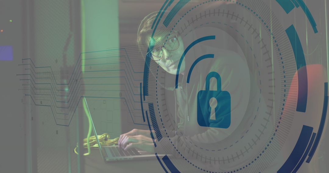 Cybersecurity Threat with Hacker in Server Room