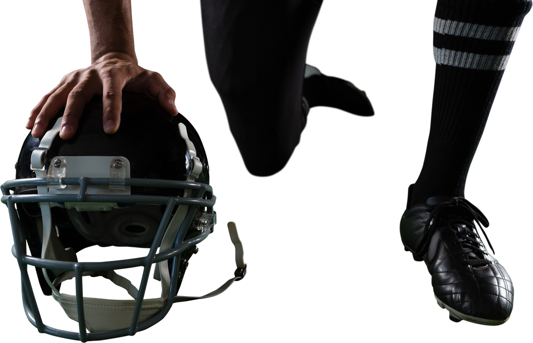 American Football Player Resting Hand on Football Helmet Transparent - Download Free Stock Images Pikwizard.com