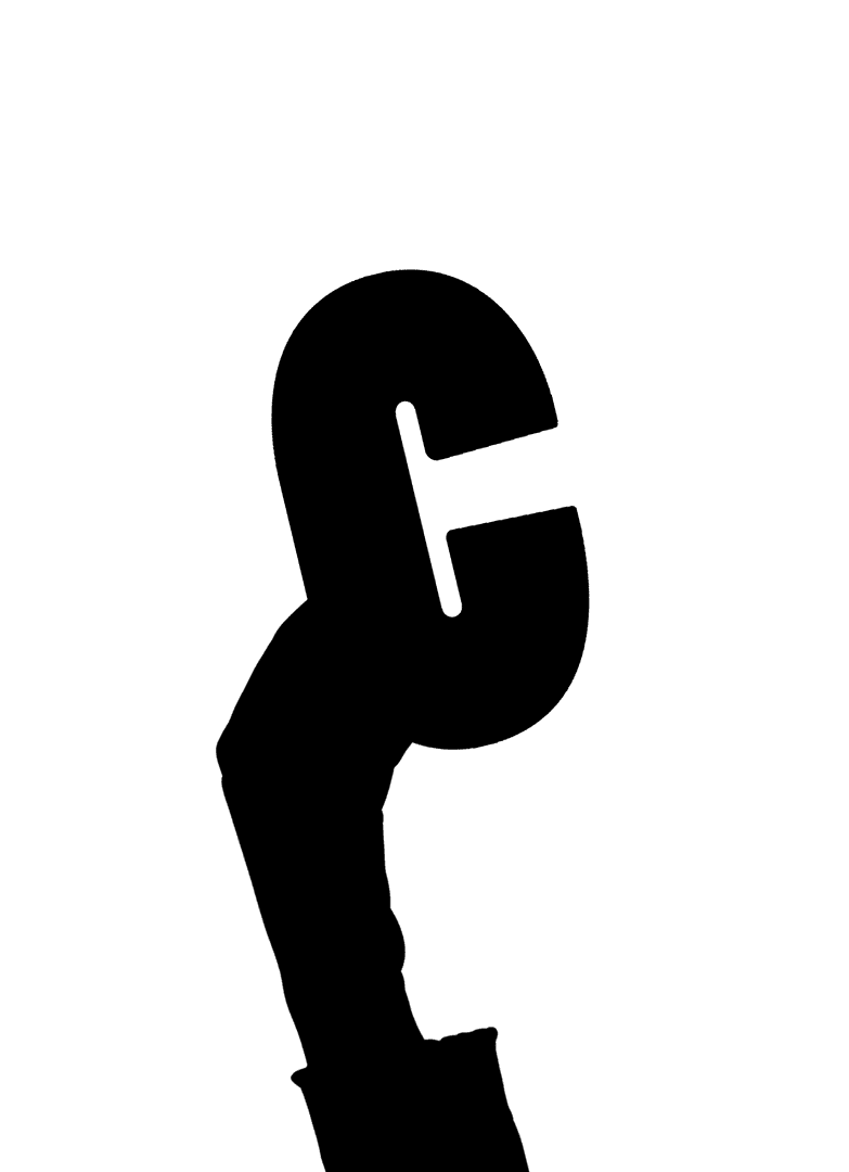 Silhouette of Hand Showing Letter C on Transparent Background