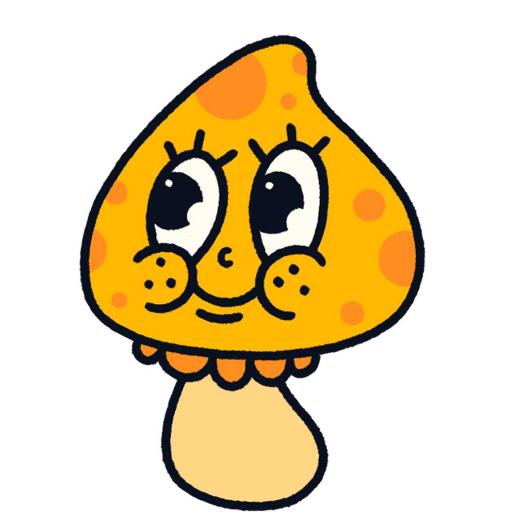 Cheerful Cartoon Mushroom on Transparent Background