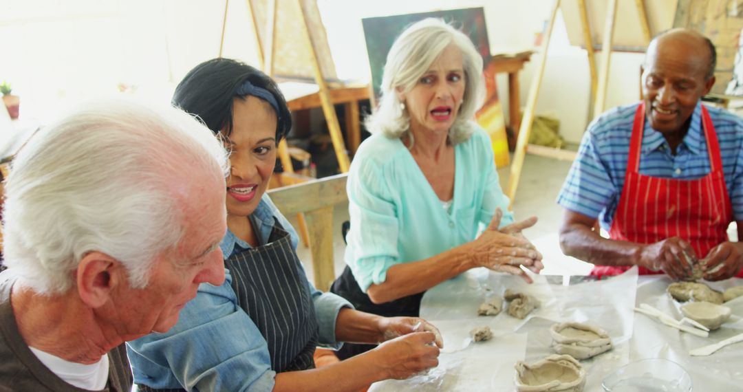 Seniors Engaged in Group Pottery Making Class - Free Images, Stock Photos and Pictures on Pikwizard.com