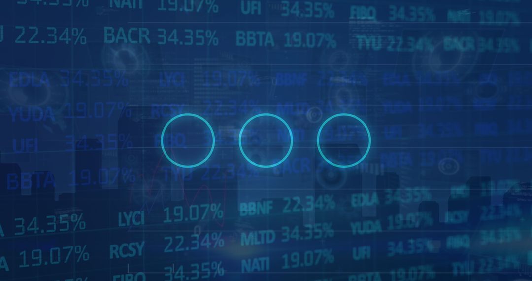Neon Circles Over Digital Financial Data Background