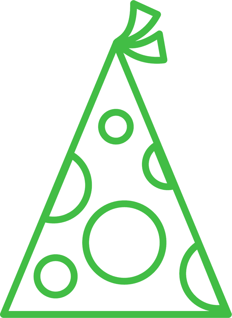 Festive Green Party Hat Icon on Transparent Background