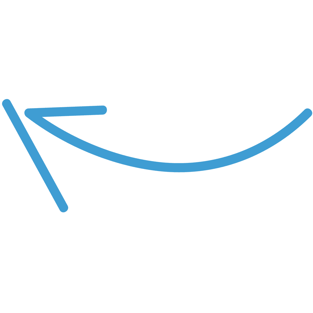 Blue Upward Curved Arrow on Transparent Background