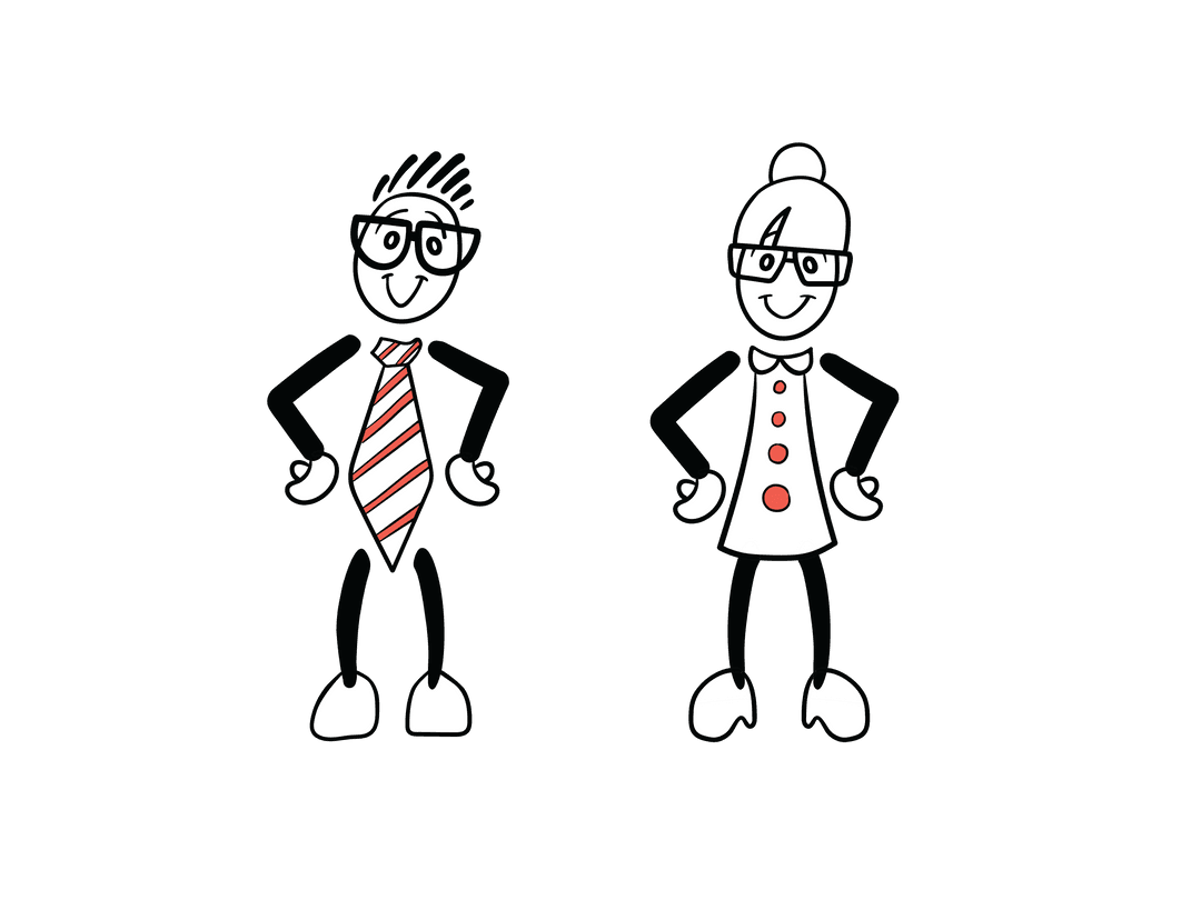 Transparent Cartoon Business Characters Standing Confidently