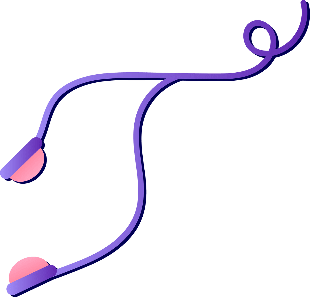 Modern Transparent Purple Earbuds with Pink Tips Illustration